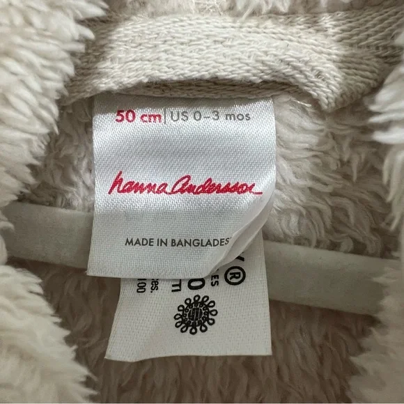 Hanna Andersson Baby Fuzzy Cream Snow Suit Size 50cm/0-3 Months - Picture 4 of 5